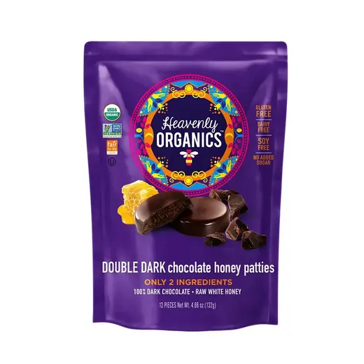 Heavenly Organics Organic Double Dark Chocolate Honey Patties 4.66 oz. bag