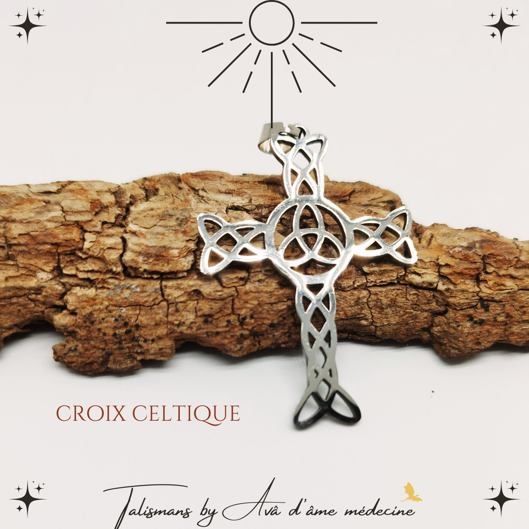 Talisman La croix celtique & le nœud de la sorcière - argenté