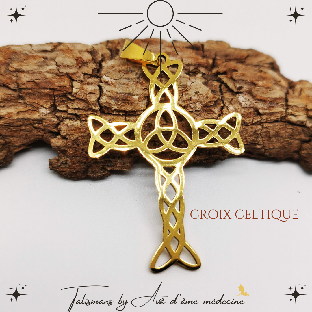 Talisman La croix celtique & le nœud de la sorcière - doré