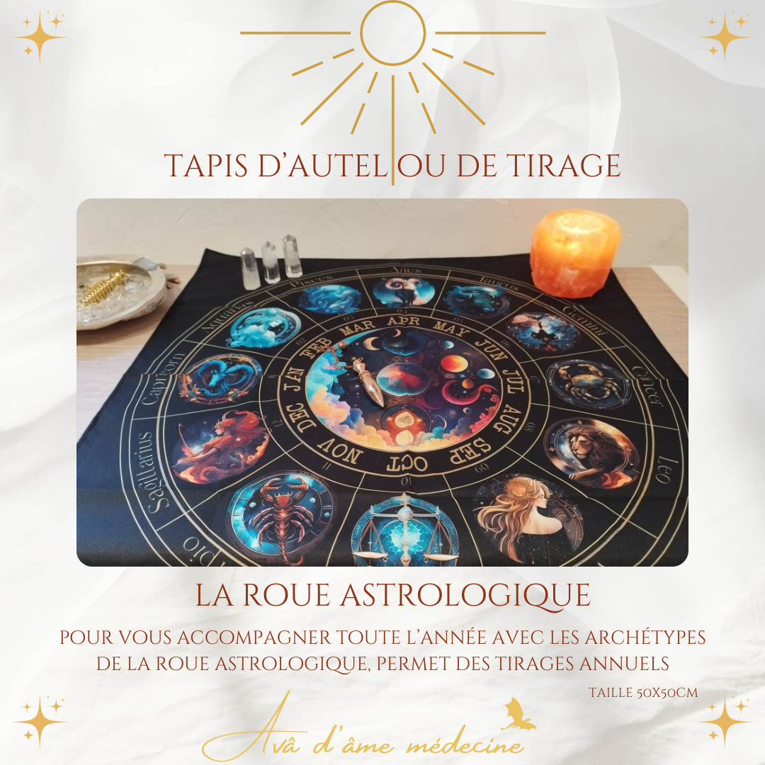 Tapis d'autel ou d'oracle - Roue astrologique