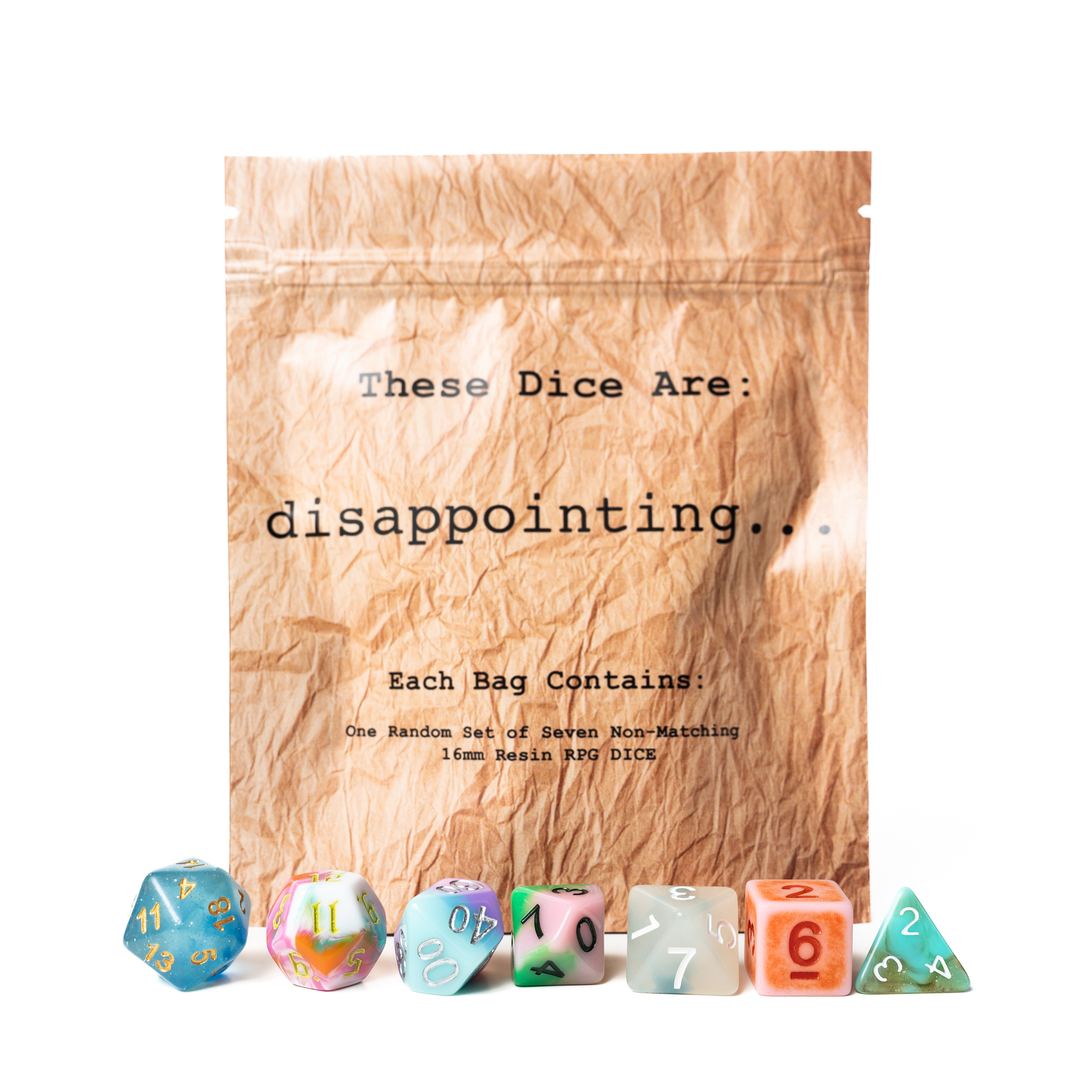 These Dice Are Disappointing | 7 Dice Set of Non-Matching Polyhedral RPG Dice