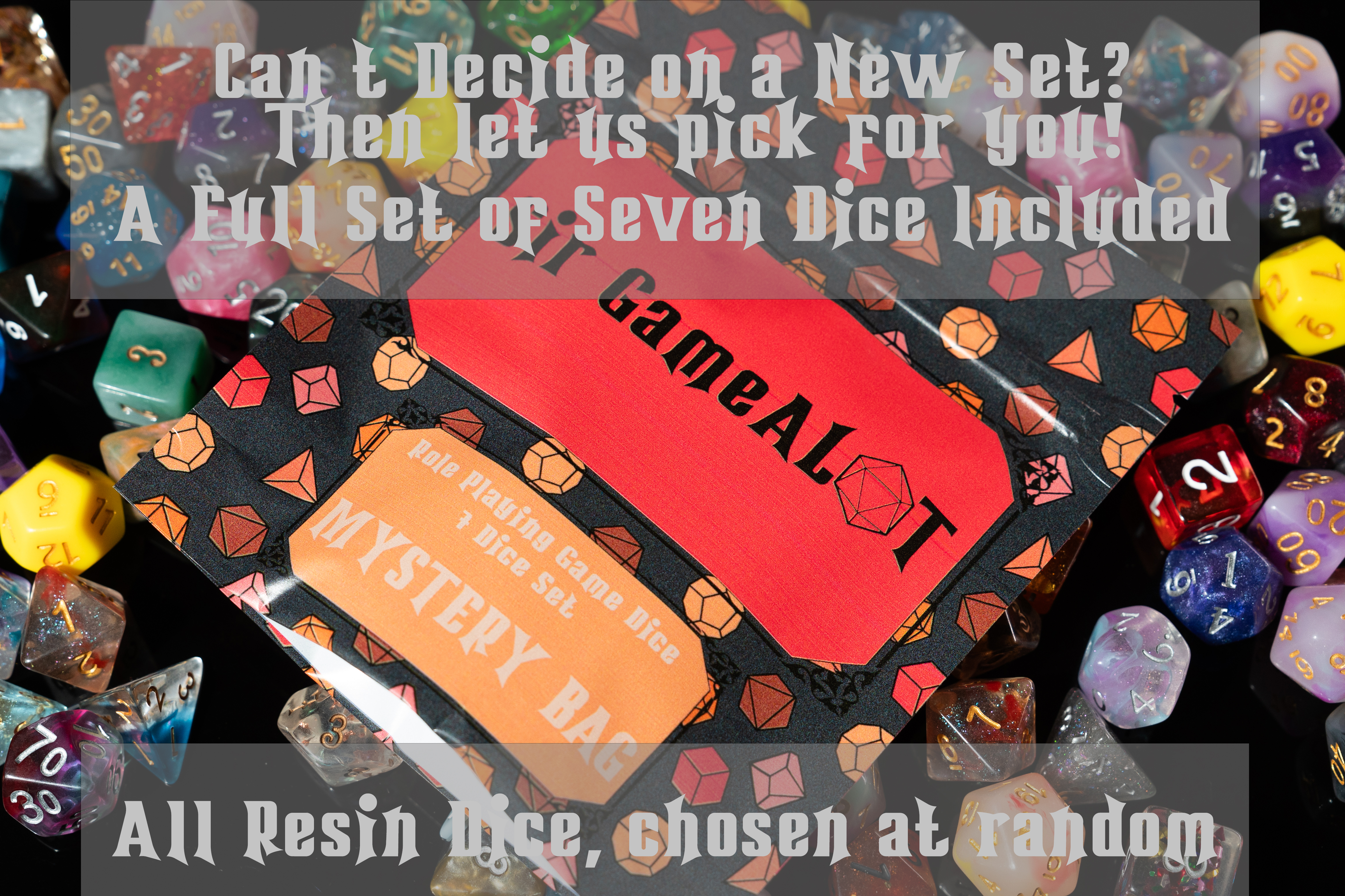 Sir GameAlot Mystery Resin Polyhedral RPG 7-Dice Set