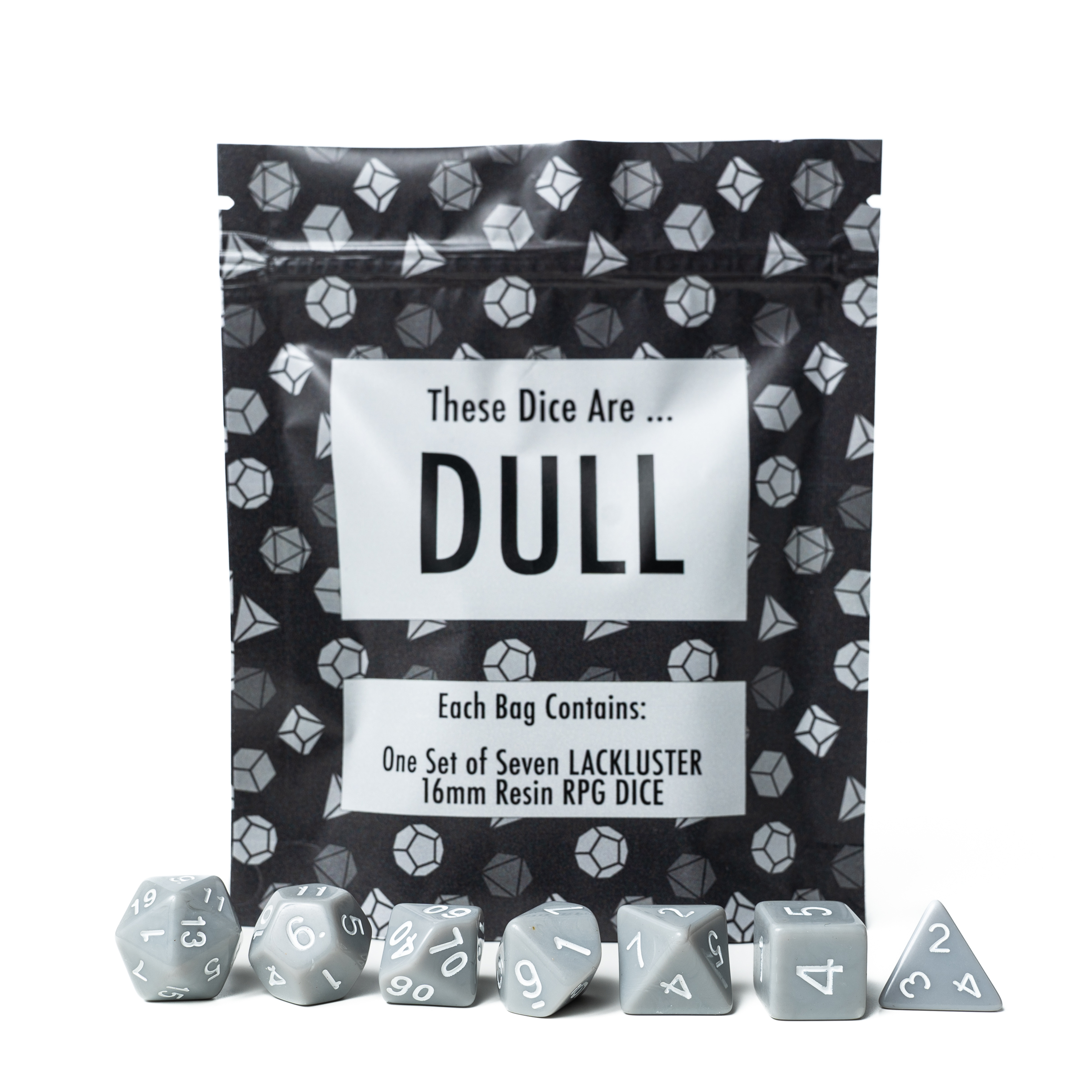 These Dice Are Dull | 7 Dice RPG Set of Boring Dice