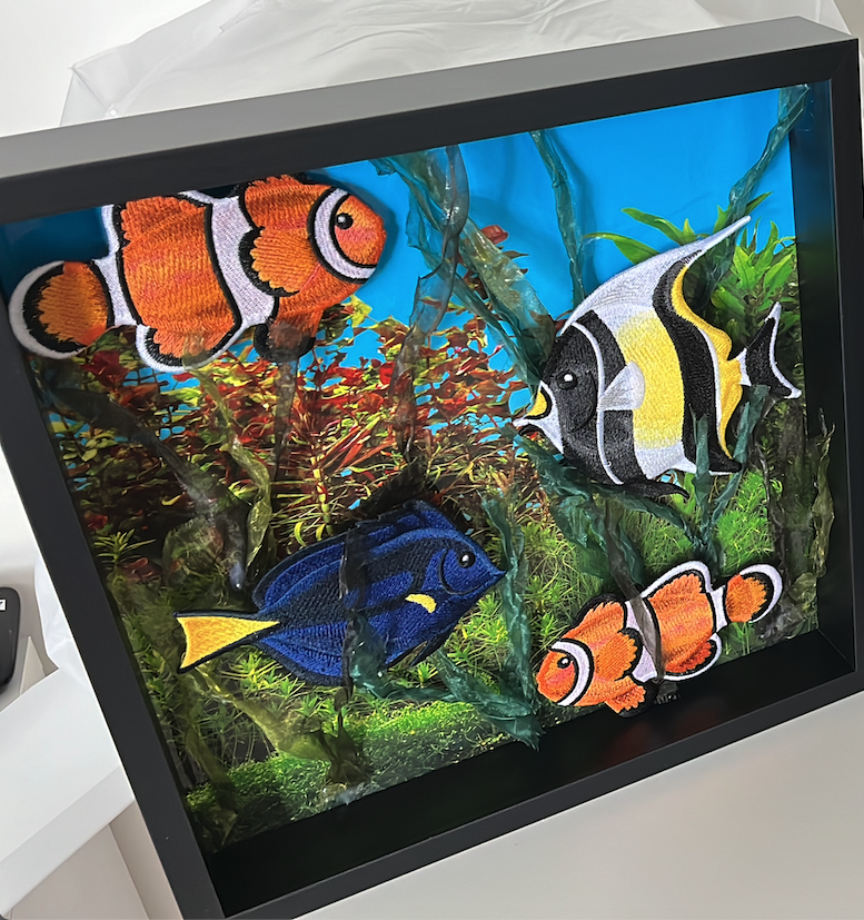 3D geborduurd schilderij aquarium
