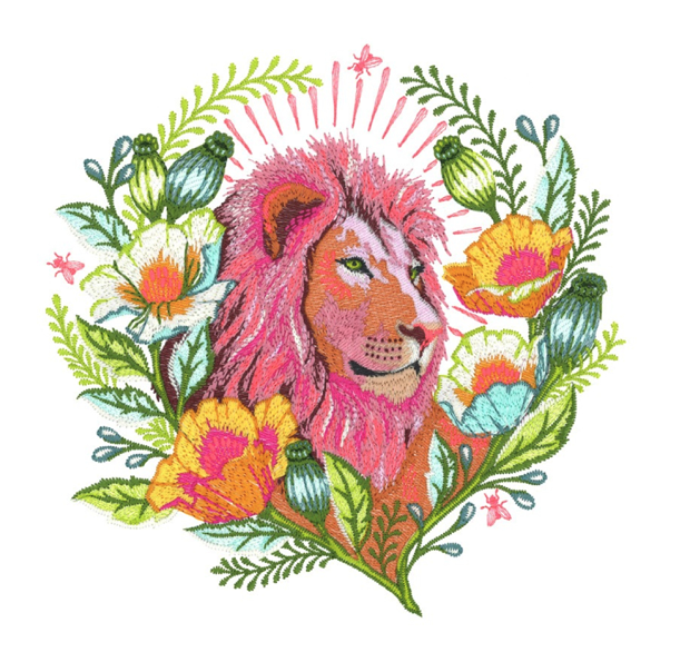 Kussenhoes geborduurd met kleurrijke afbeelding