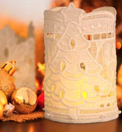 Geborduurde theelicht houder in verschillende kerstdessins