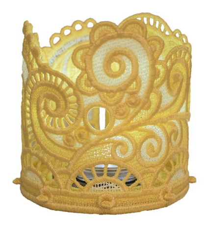 Geborduurde theelicht houder in verschillende lentedessins