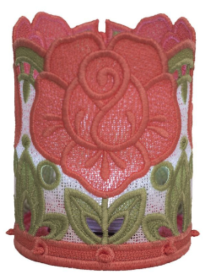 Geborduurde theelicht houder in verschillende lentedessins