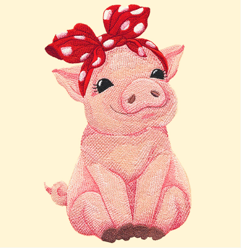 Kussenhoes met borduursel van schattig varkentje