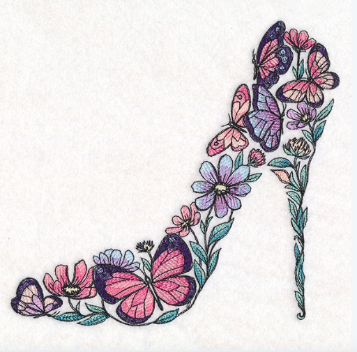 Kussenhoes met borduusel van kleurrijke schoen