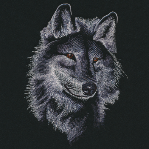 Kussenhoes met borduursel van wolf