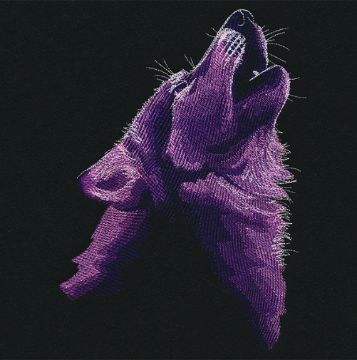 Kussenhoes met borduursel van wolf