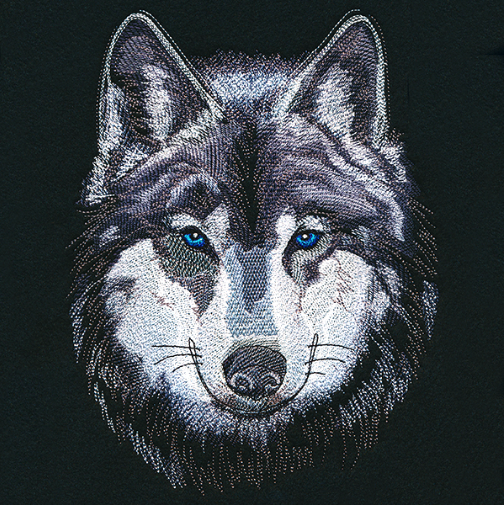 Kussenhoes met geborduurde wolf