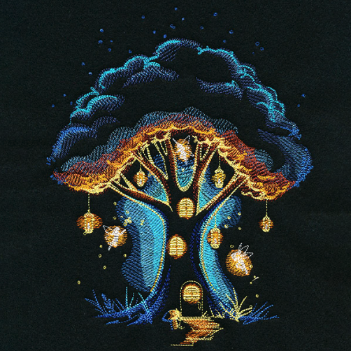 Kussenhoes met borduursel van magische boom