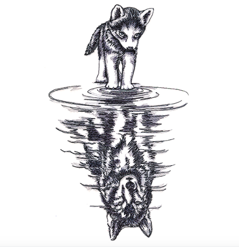 Kussenhoes met borduursel van pup