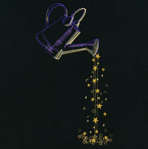 Kussenhoes met borduursel van magische gieter