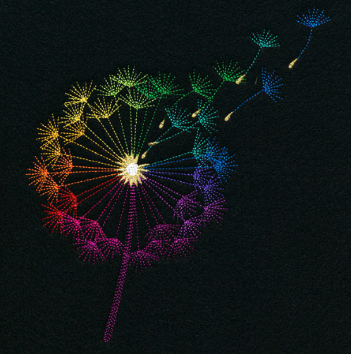 Kussenhoes met borduursel van kleurrijke paardenbloem