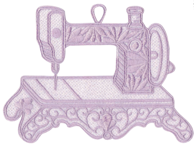 Opengewerkte naaimachine als boekenlegger