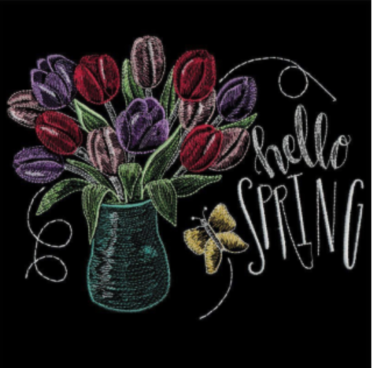 Kussenhoes met Hello Spring borduursel