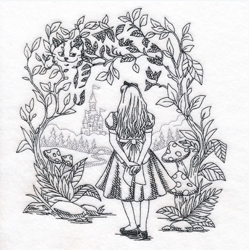 Kussenhoes met Alice in Wonderland borduursel