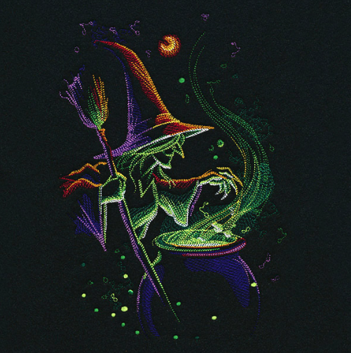 Kussenhoes met kleurrijke heks