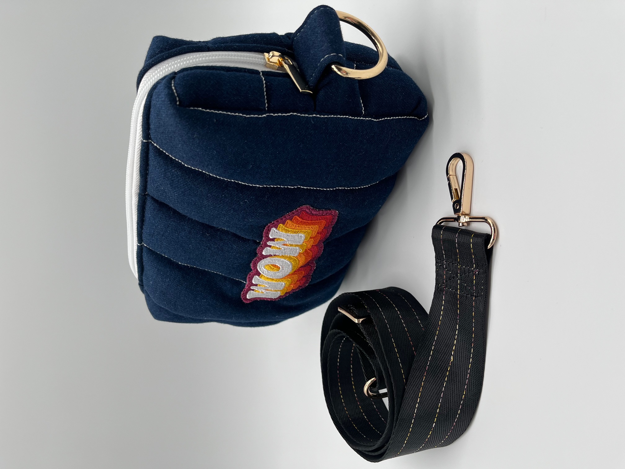 Crossbody schoudertas van denim met applicatie