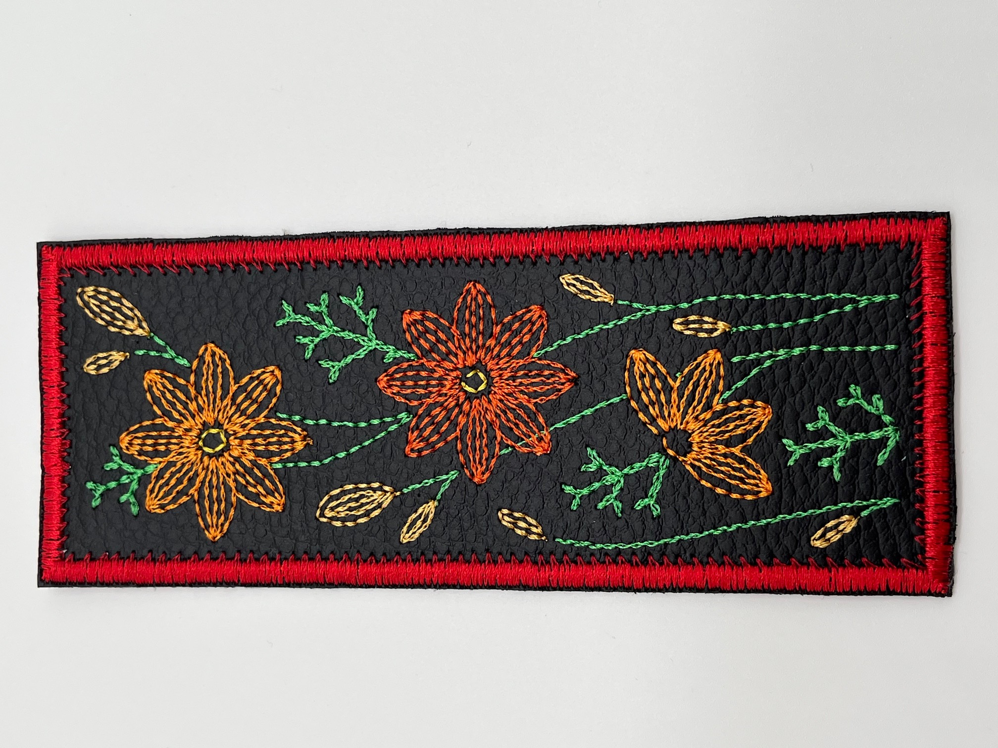 Geborduurde Boekenlegger Bloem rood