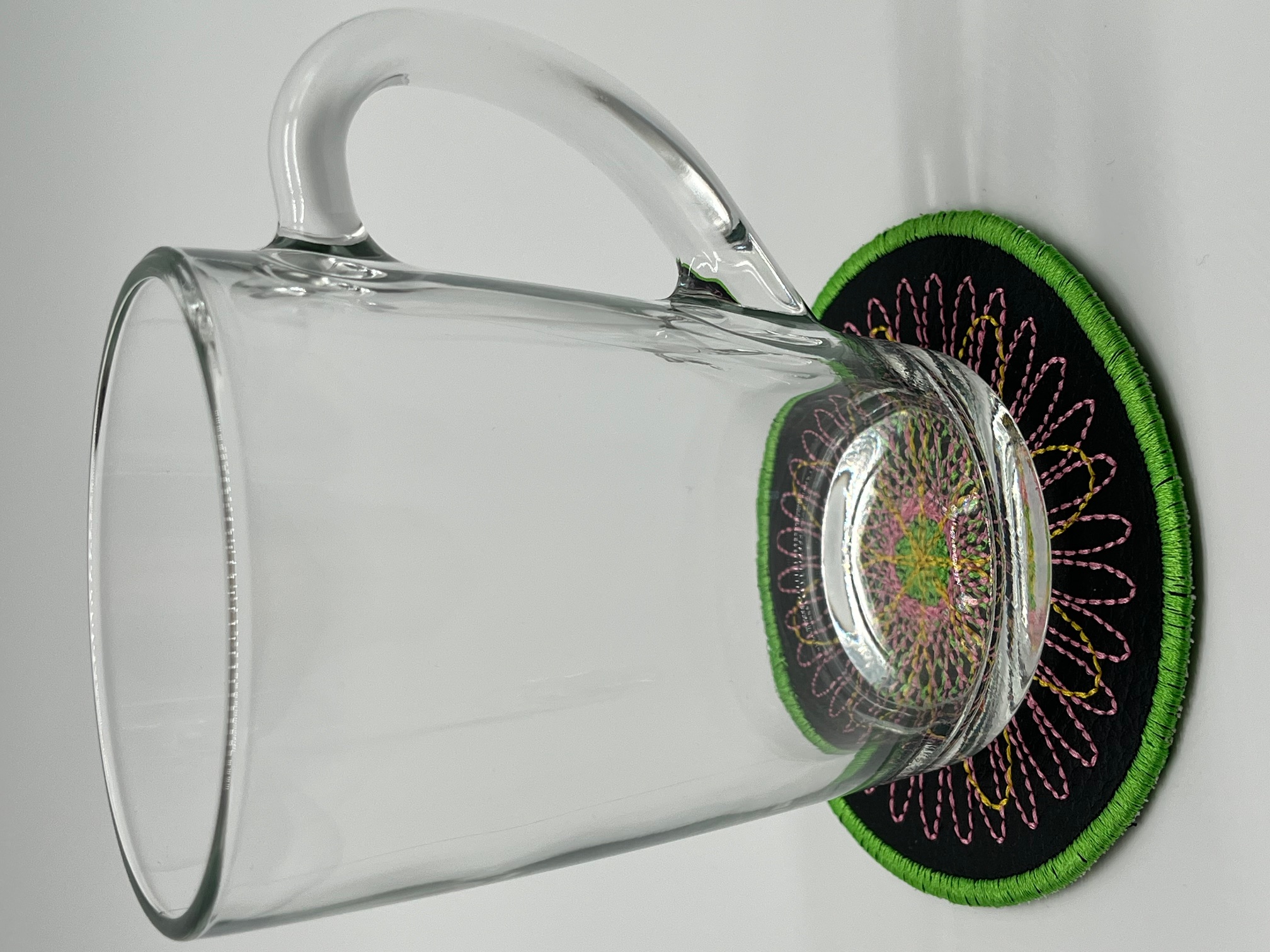 Geborduurde Onderzetter Spirograaf rand Groen