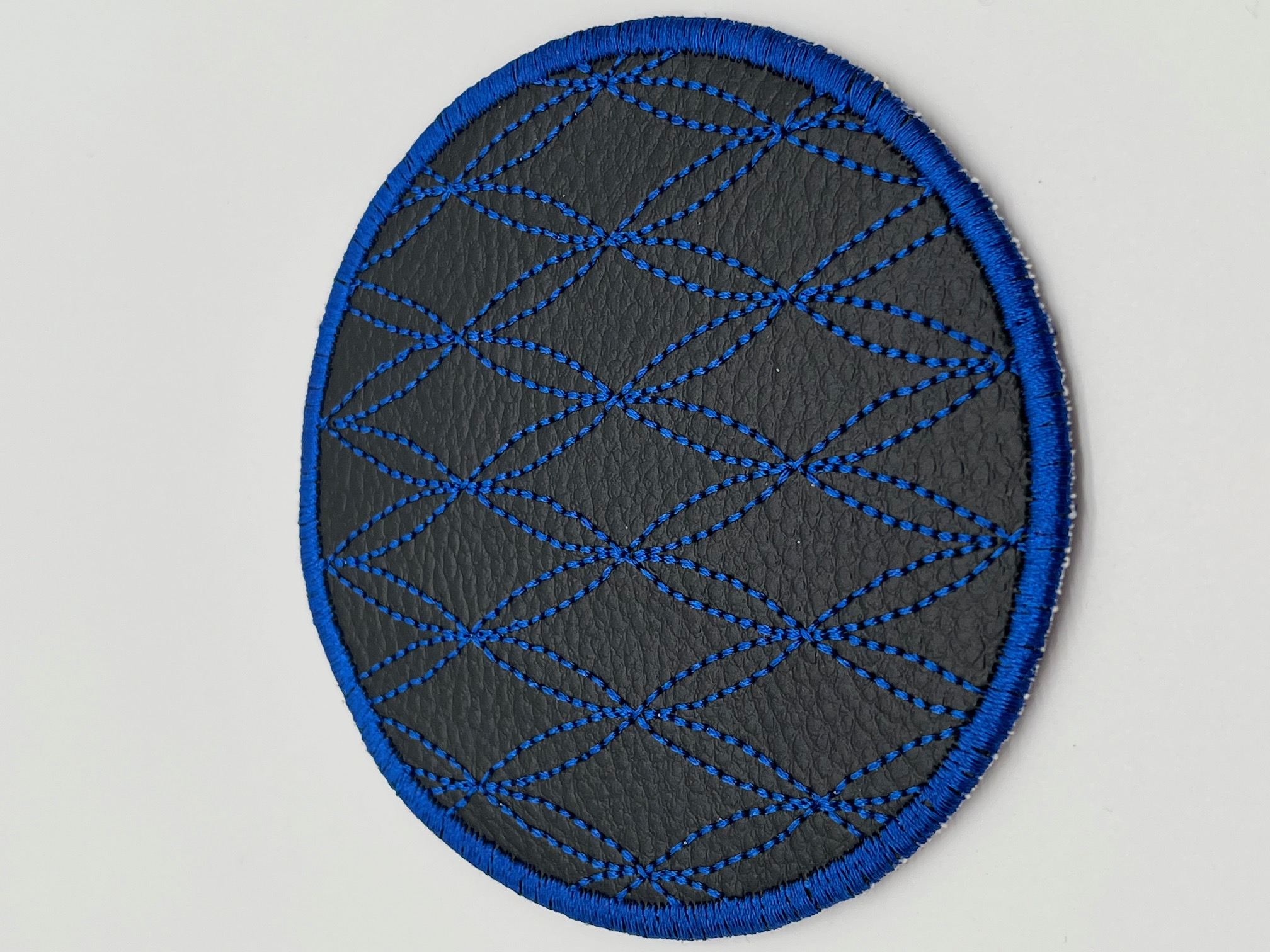 Geborduurde Onderzetter Blauwe Ruit