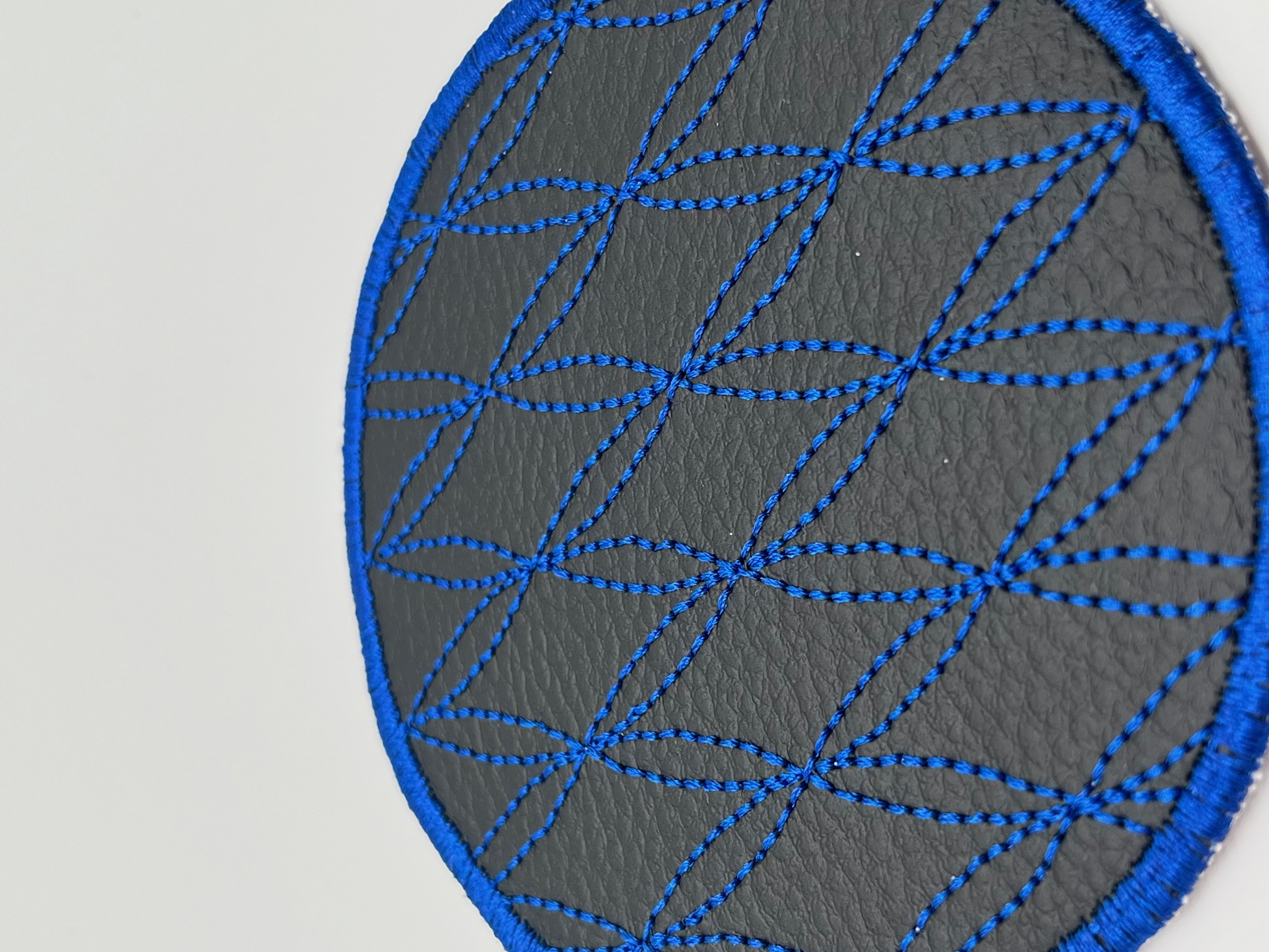 Geborduurde Onderzetter Blauwe Ruit