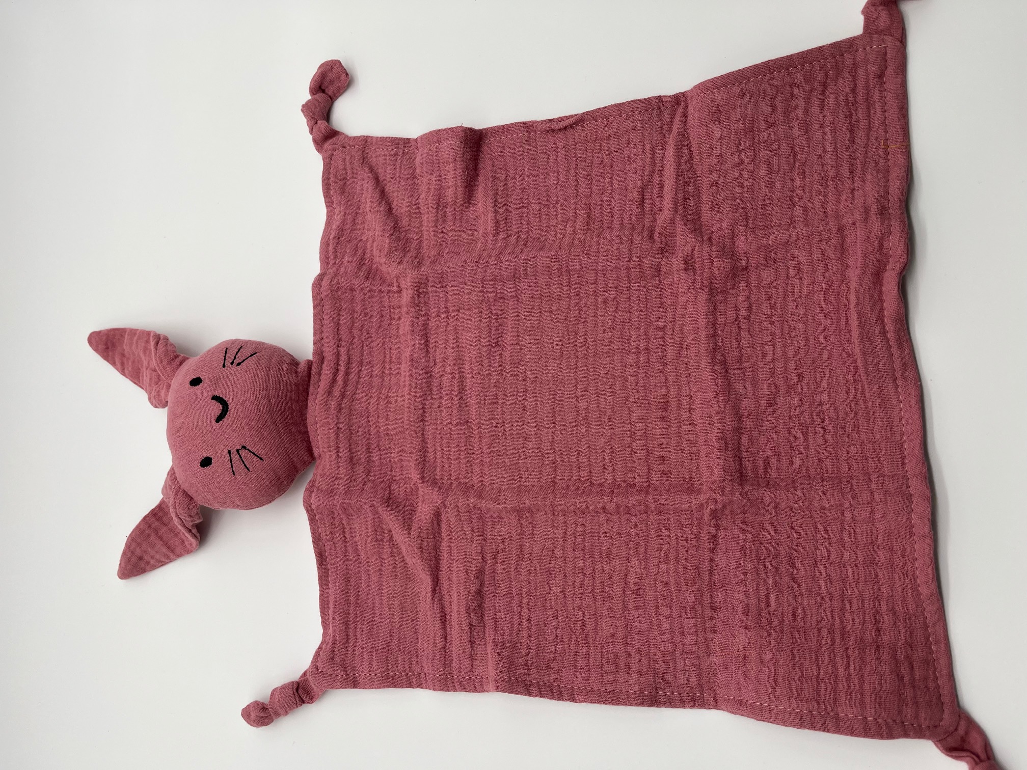 Geborduurd Knuffellapje roze met naam