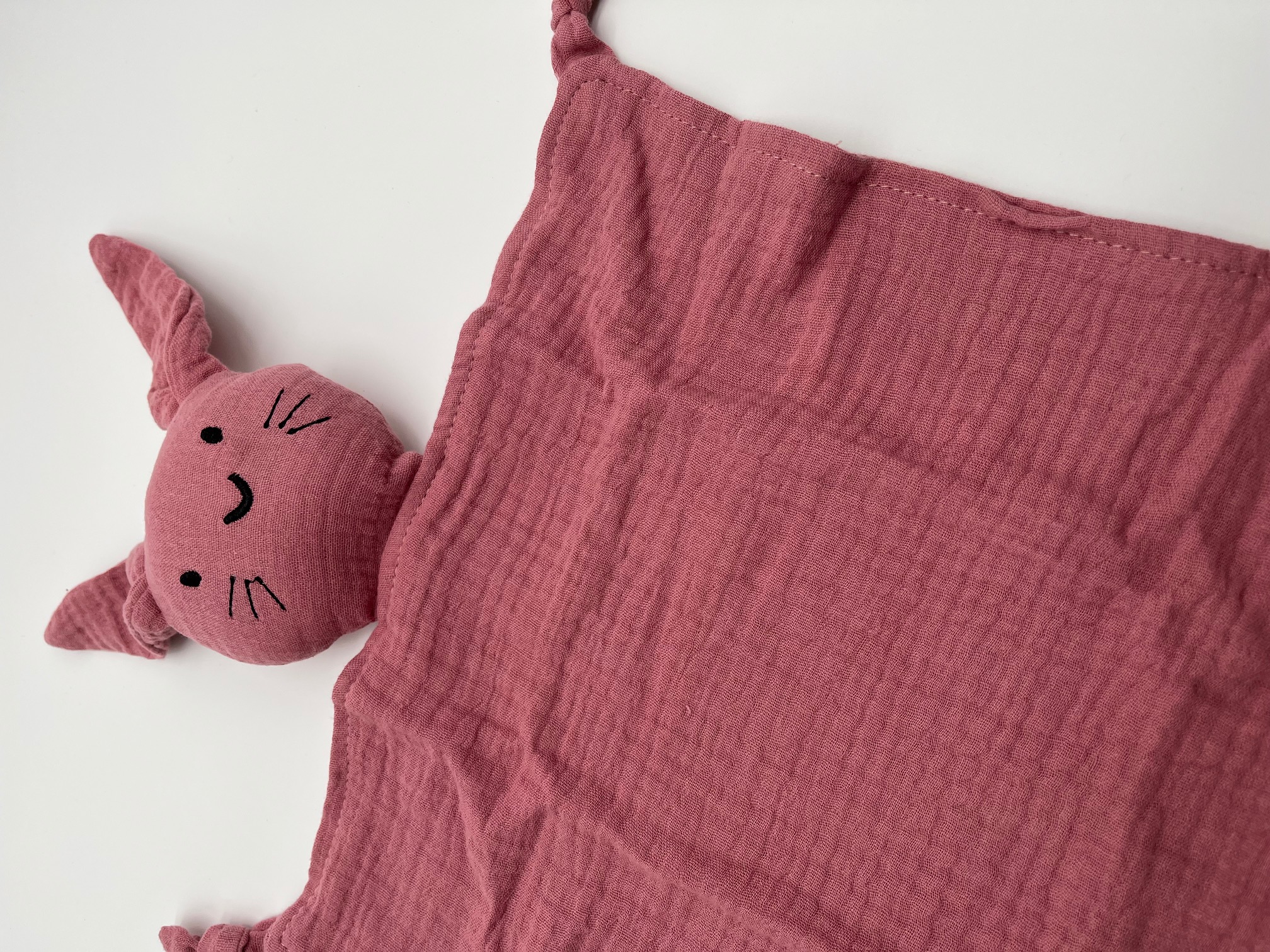 Geborduurd Knuffellapje roze met naam