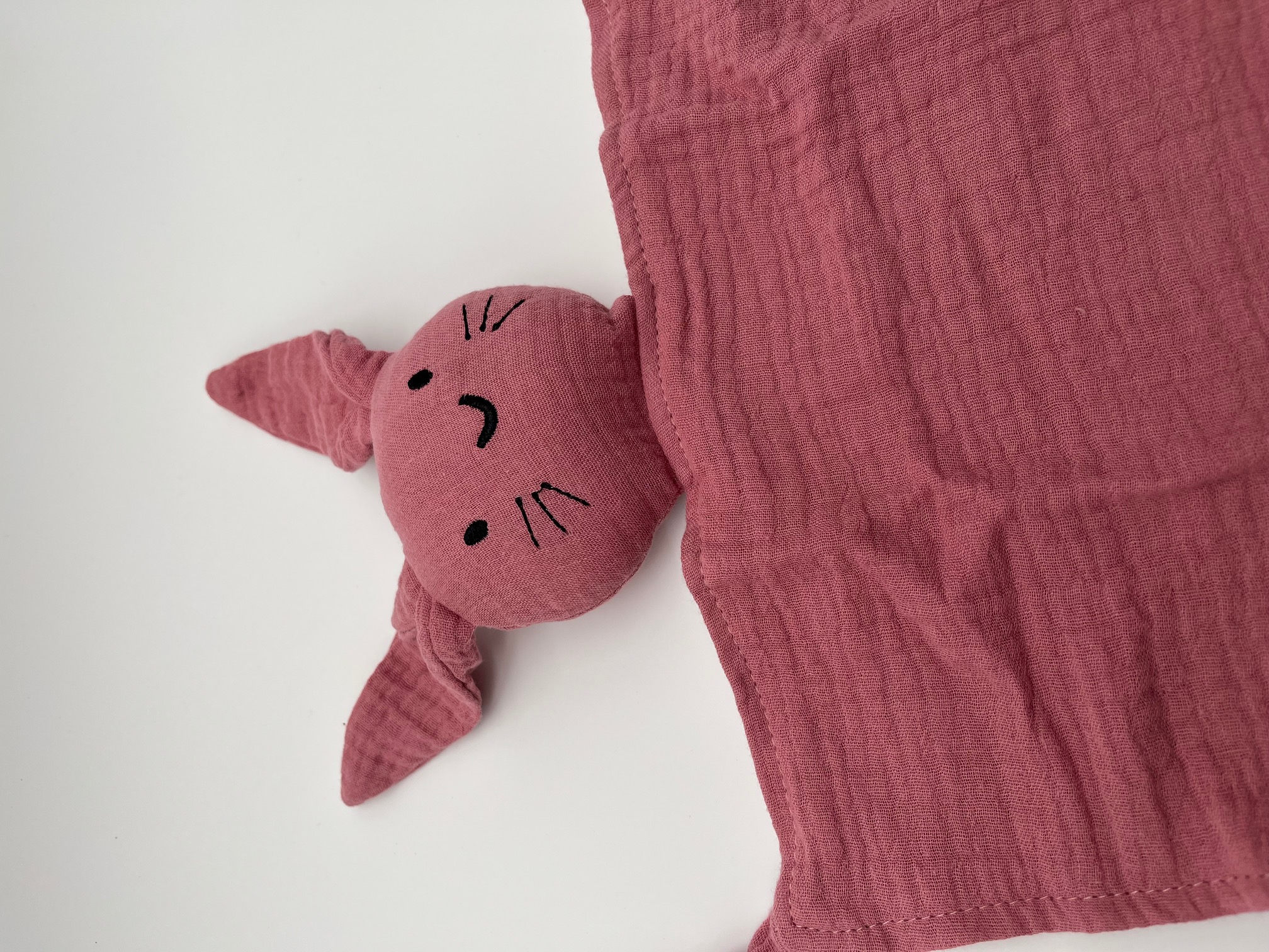 Geborduurd Knuffellapje roze met naam