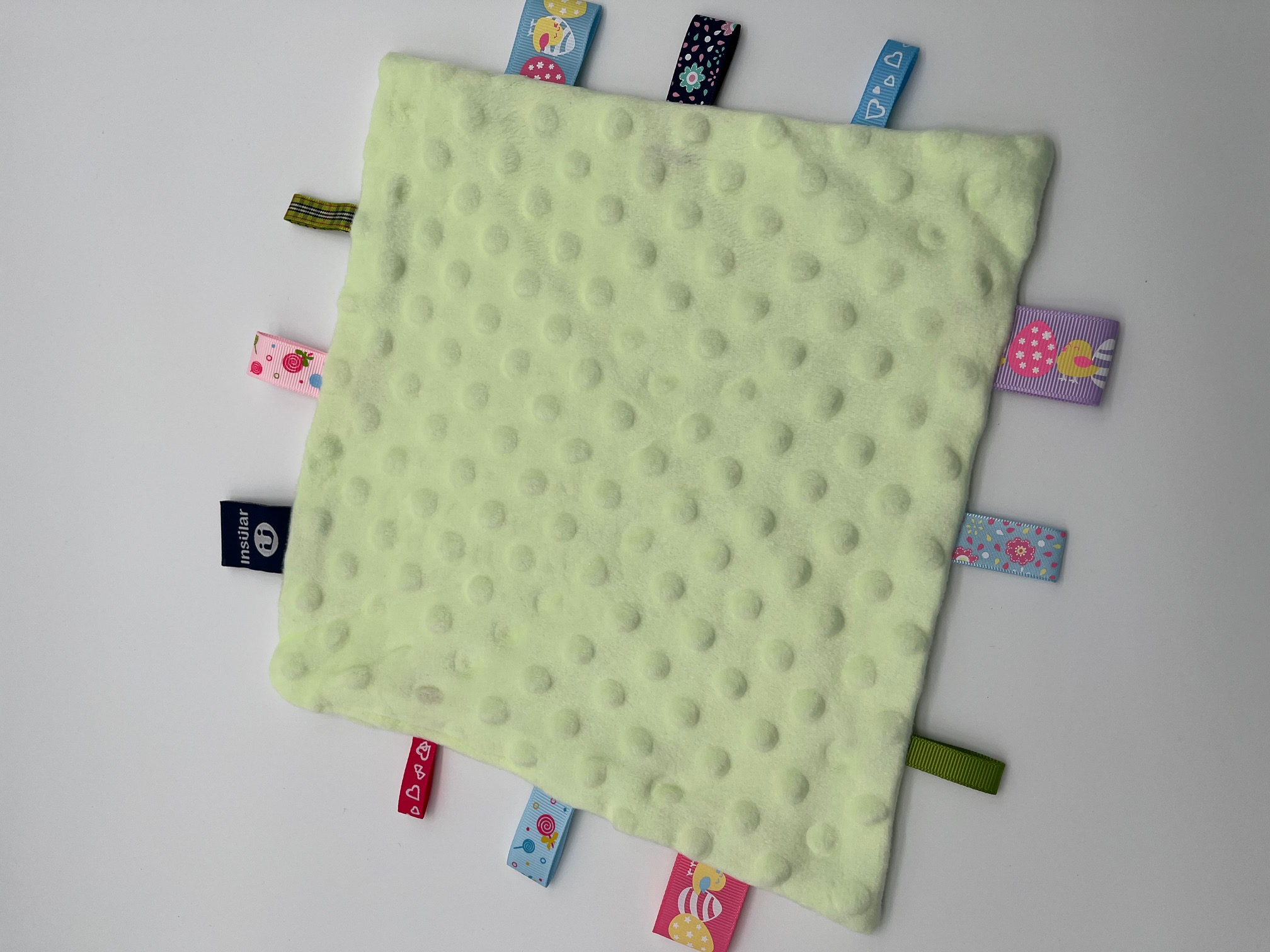 Geborduurd Knuffellapje Minky groen met naam