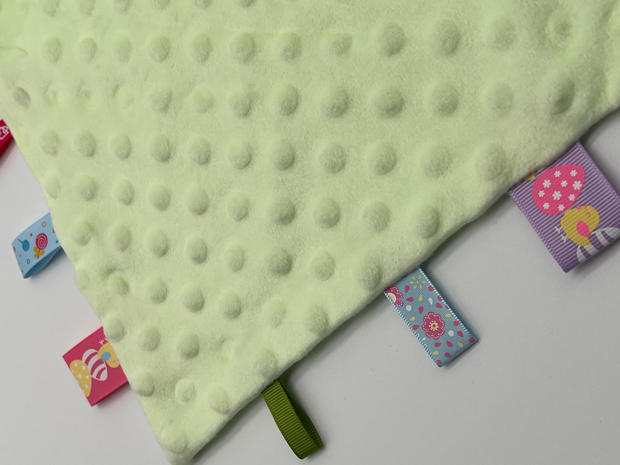 Geborduurd Knuffellapje Minky groen met naam