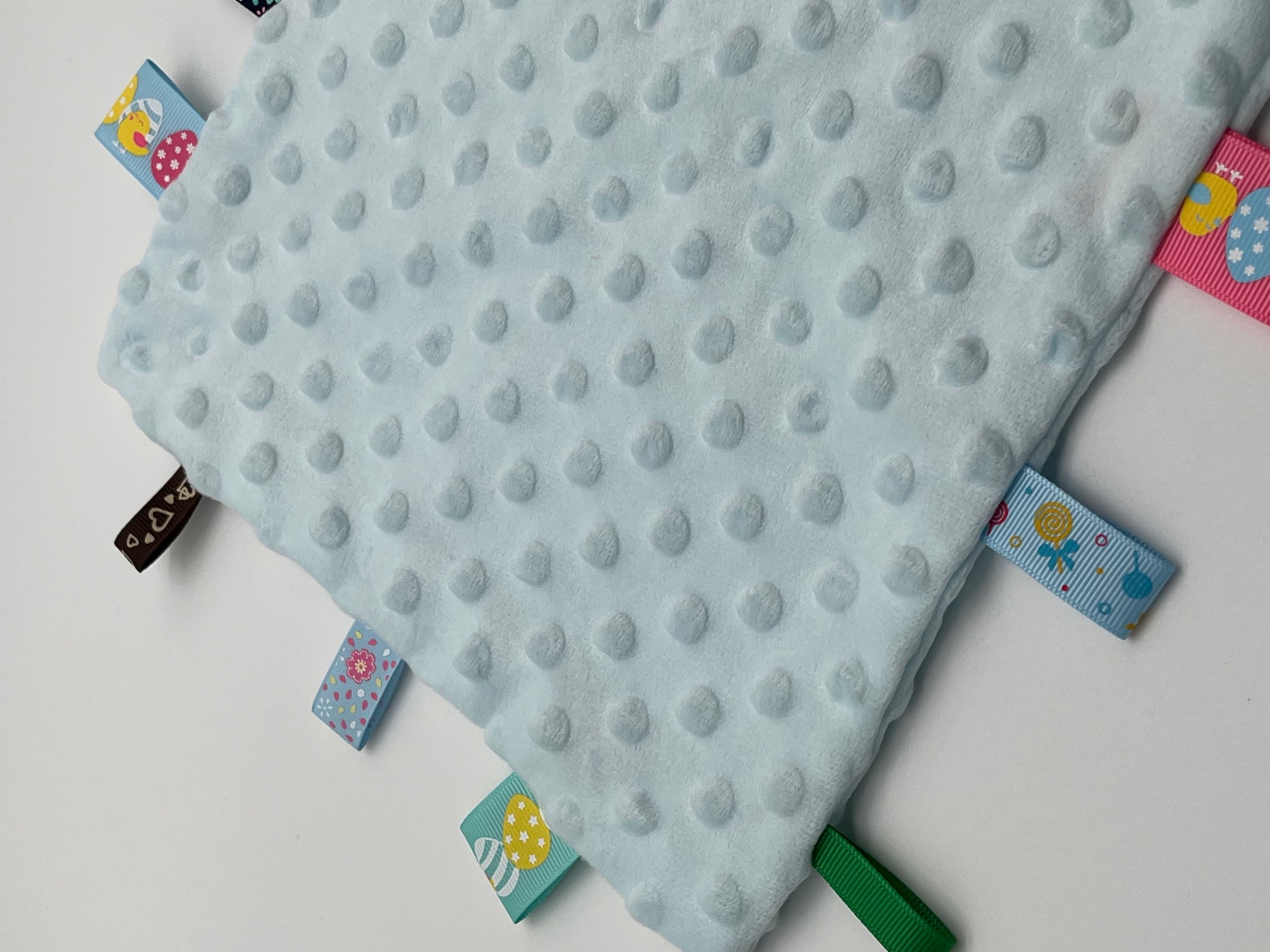 Geborduurd Knuffellapje Minky blauw met naam