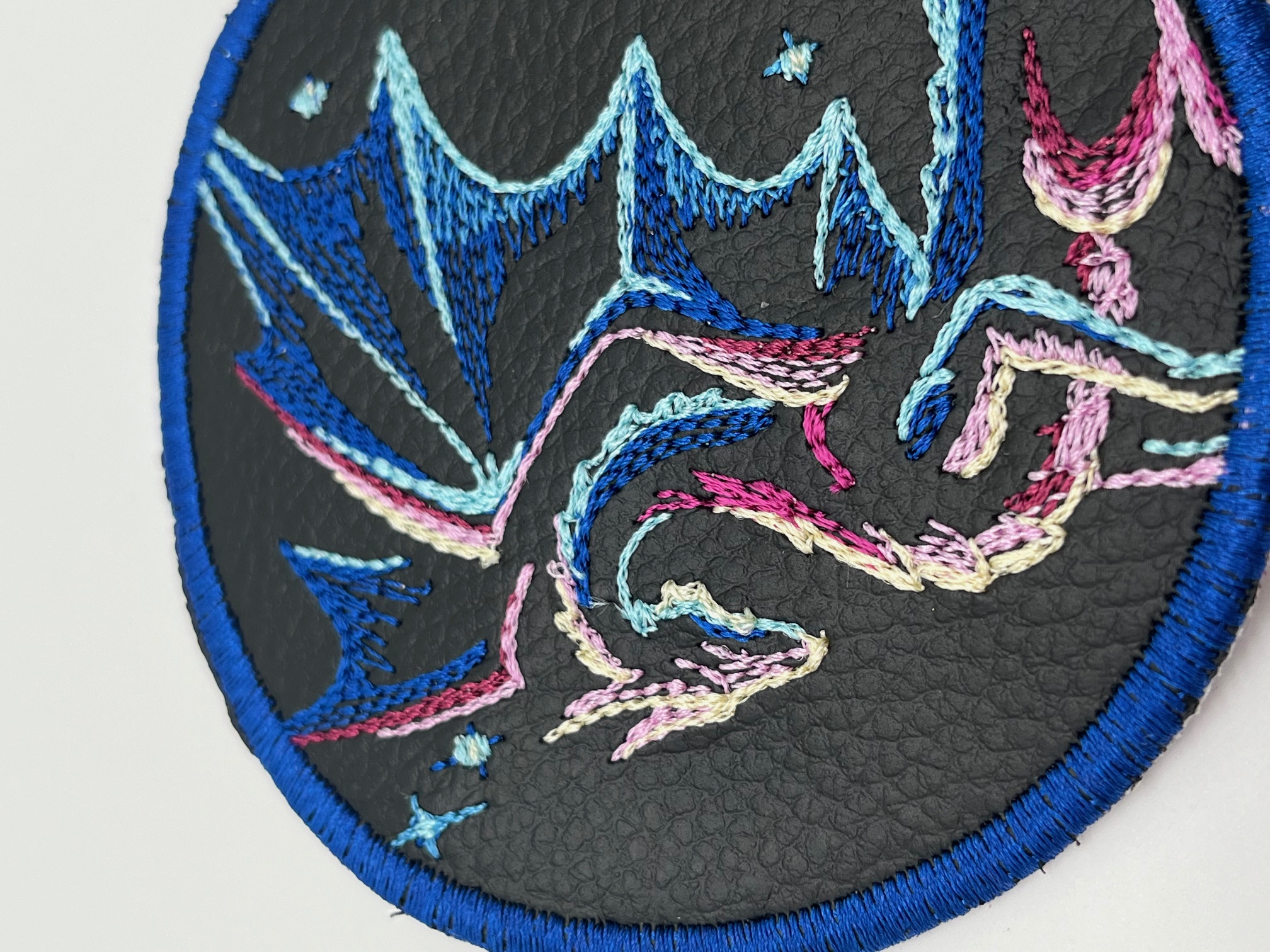 Geborduurde Onderzetter Draak Blauw, set van 4