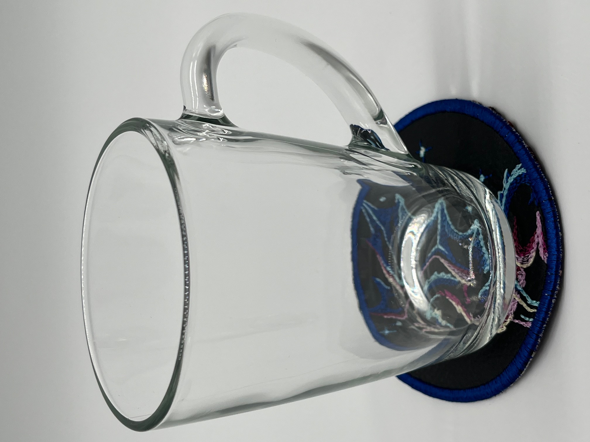 Geborduurde Onderzetter Draak Blauw, set van 4