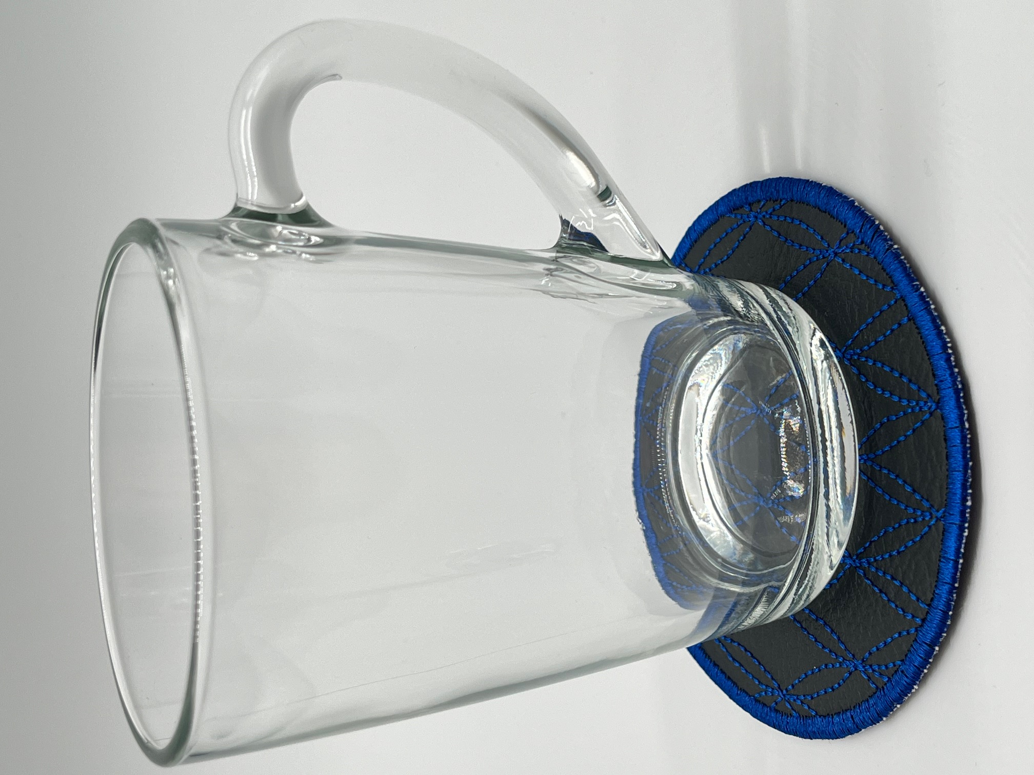 Geborduurde Onderzetter Blauwe Ruit, set van 4