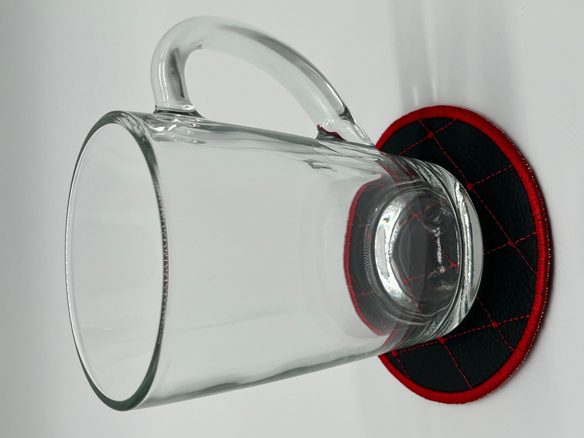 Geborduurde Onderzetter Rode Ruit, set van 4