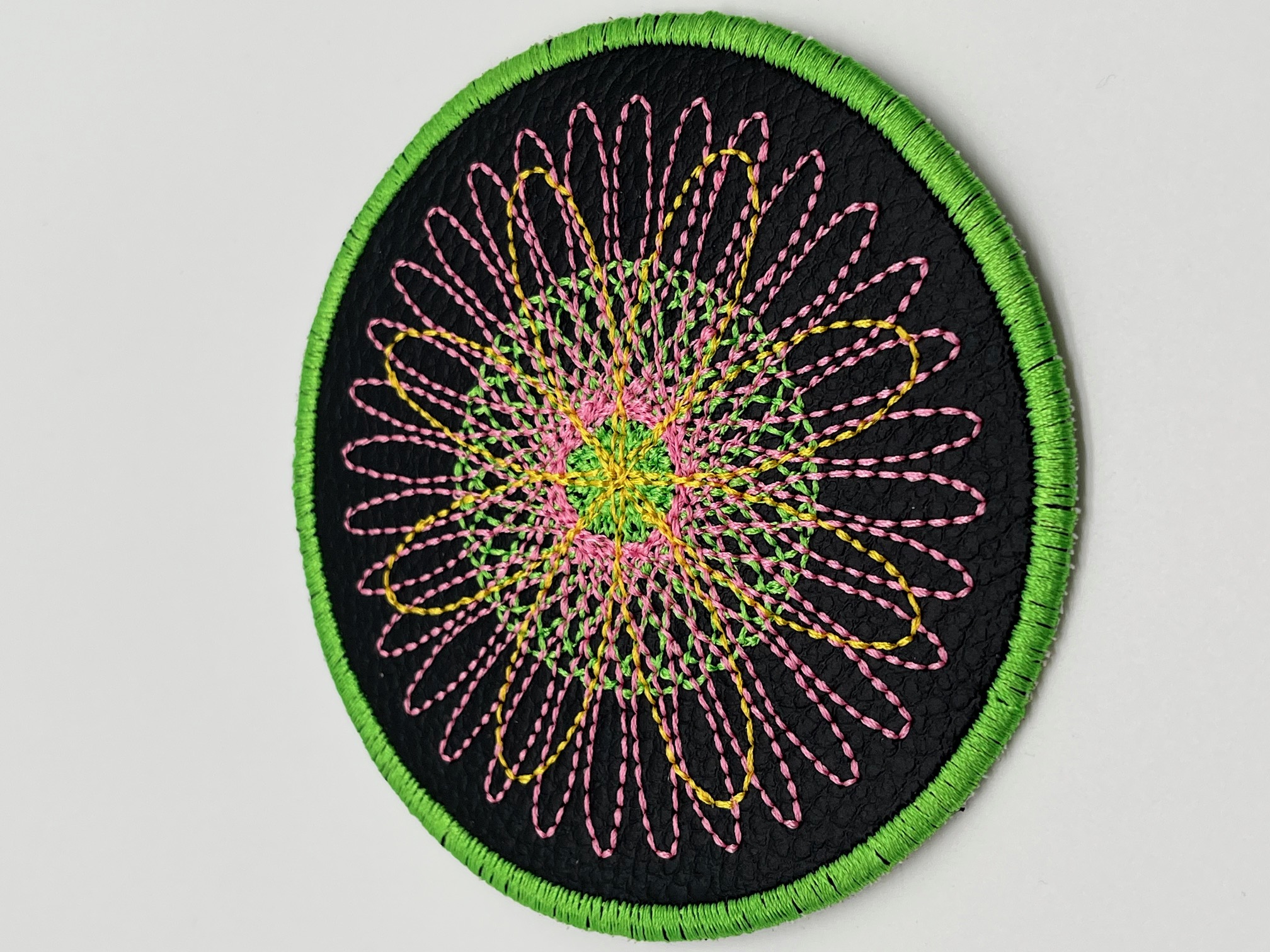 Geborduurde Onderzetter Spirograaf rand Groen, set van 4