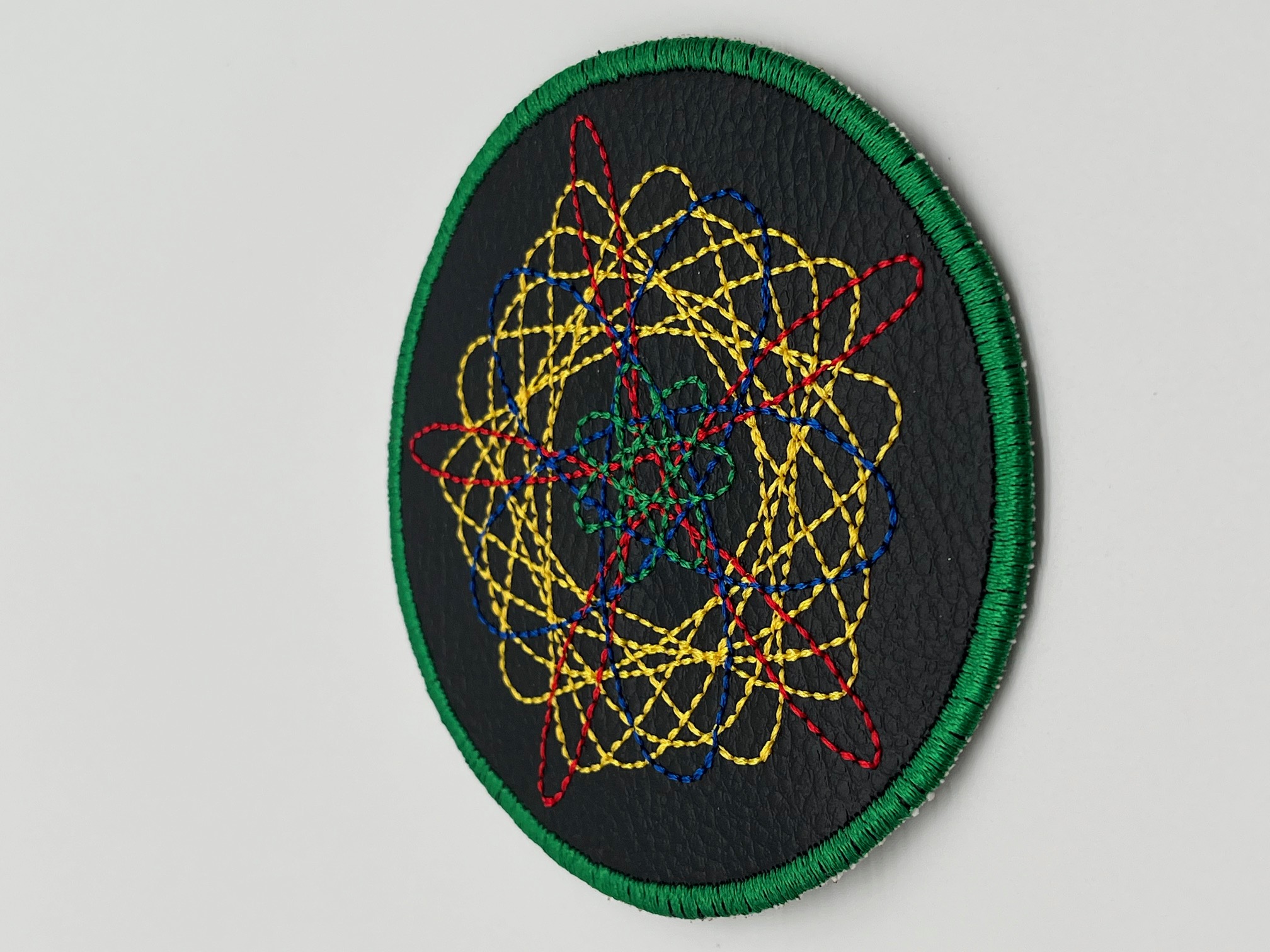 Geborduurde Onderzetter Spirograaf Groene rand, set van 4