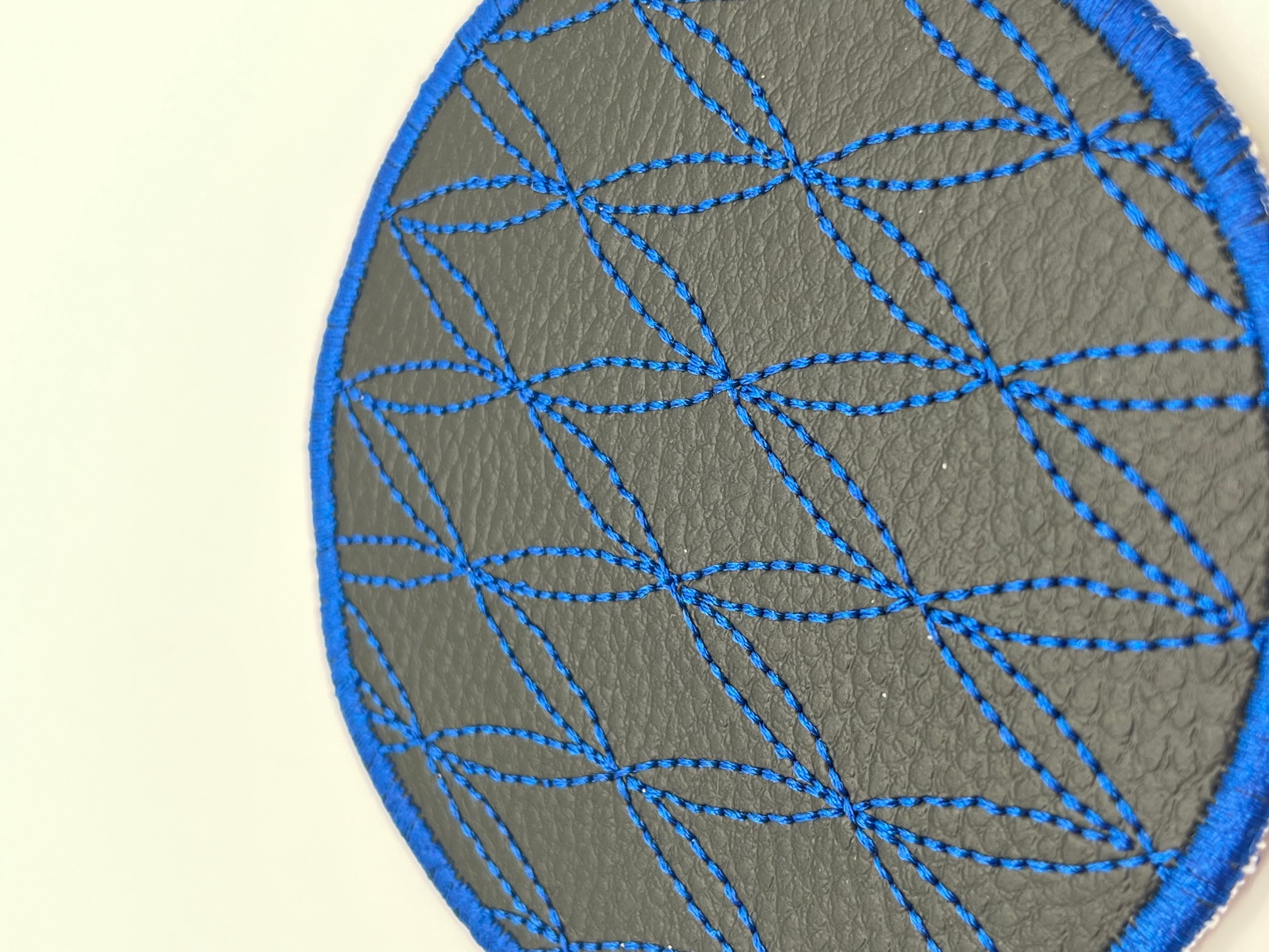 Geborduurde Onderzetter Blauwe Ruit, set van 4