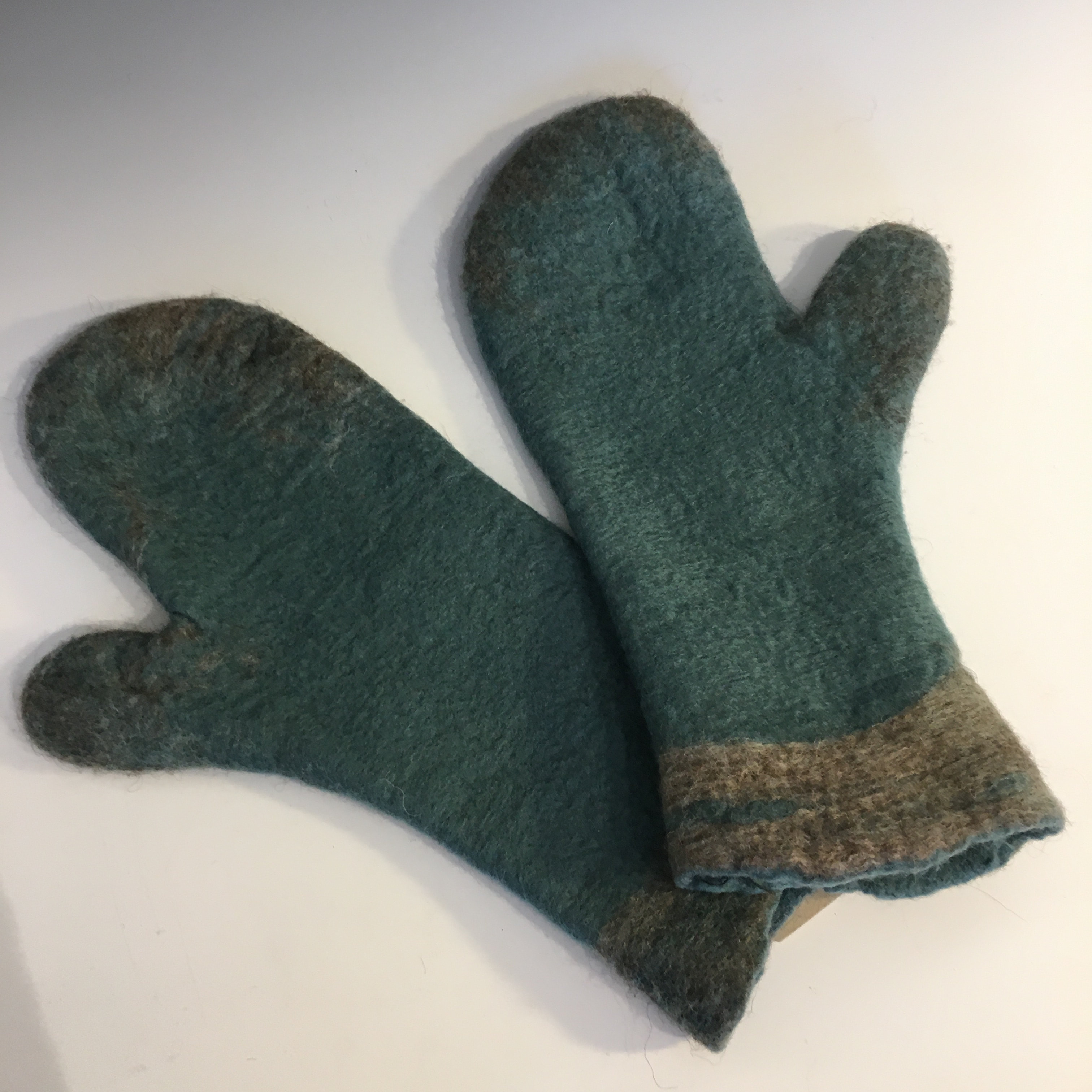 Felted Gray/Blue Mittens