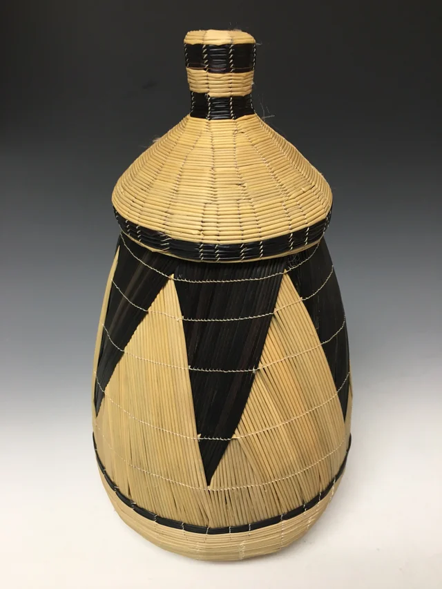 African Style Coiled Lidded Basket #1