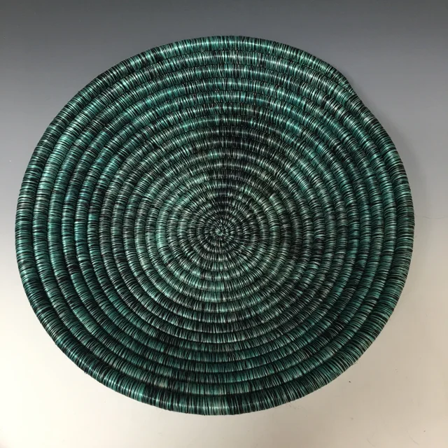 Green/Black African Style Coiled Bowl #7