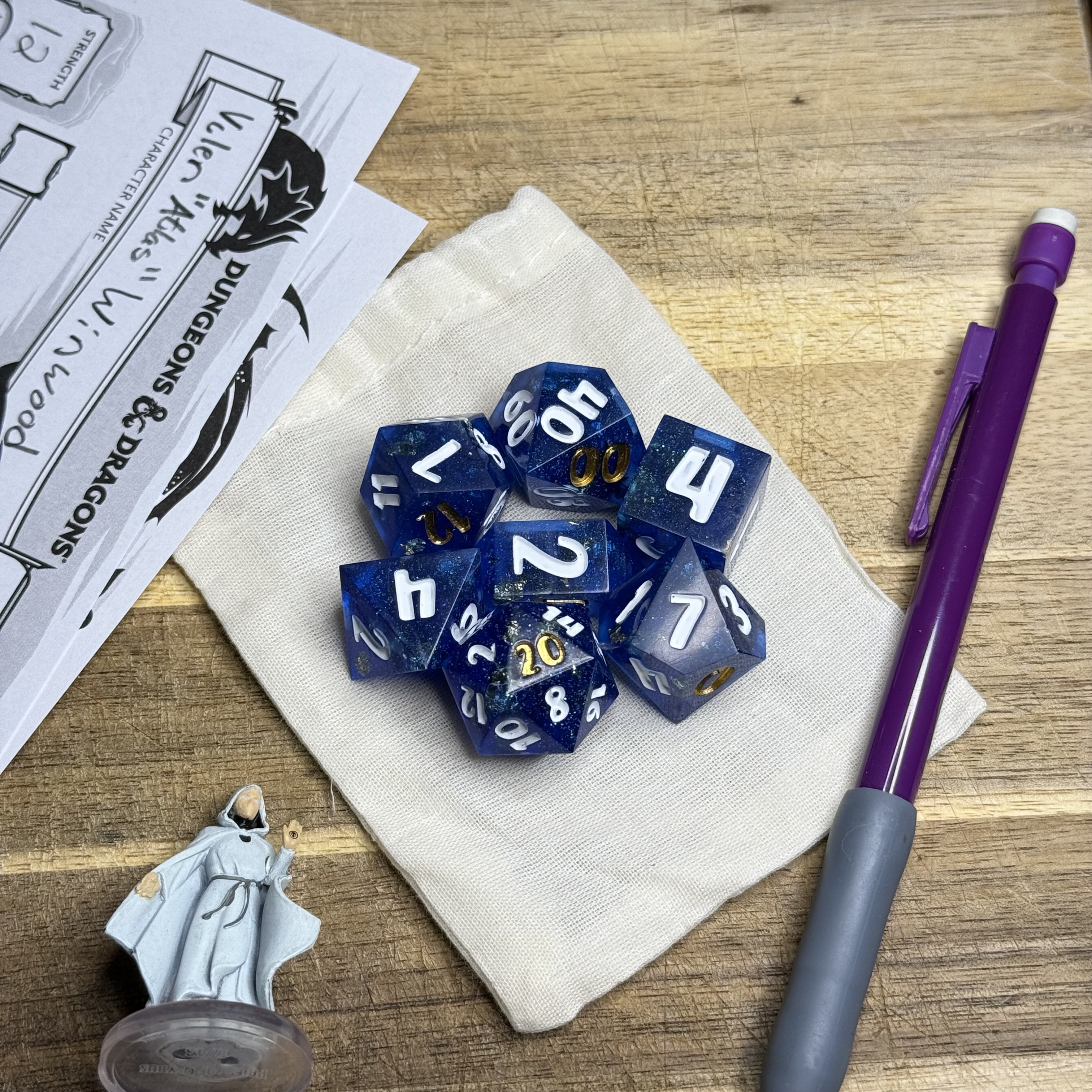 Gilded Cosmos | Blue Resin Dice Set