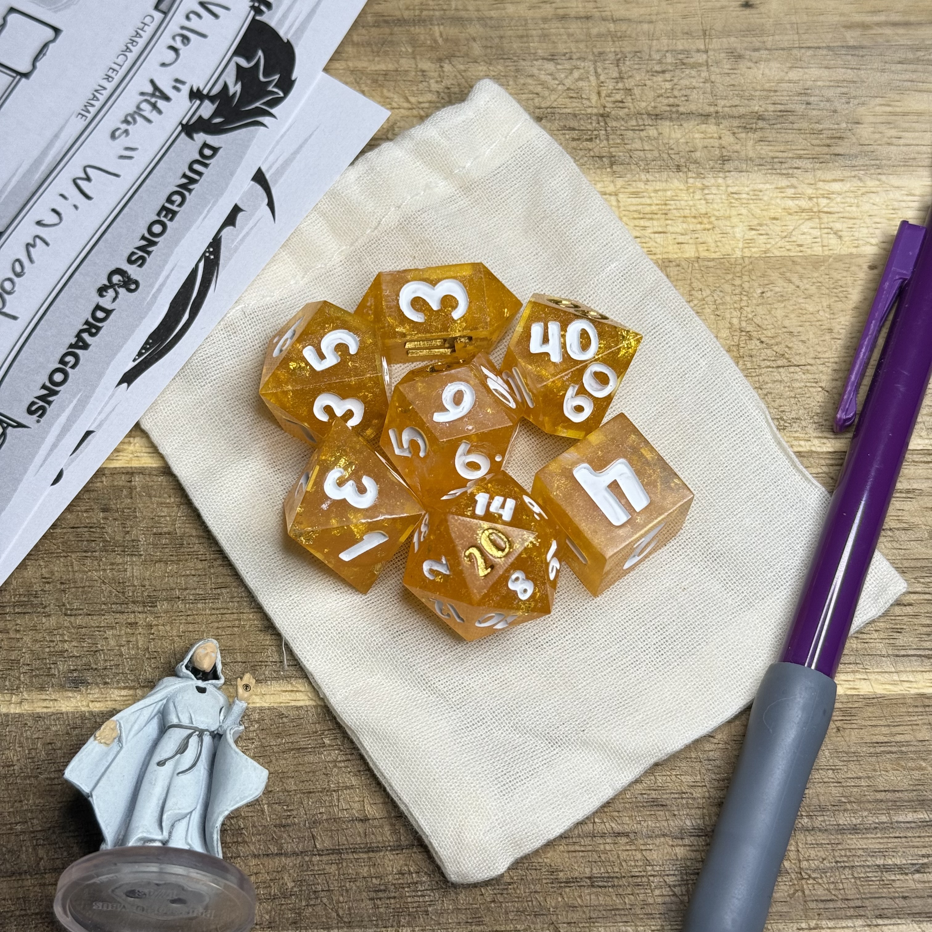 Gilded Honey | Amber Resin Dice Set