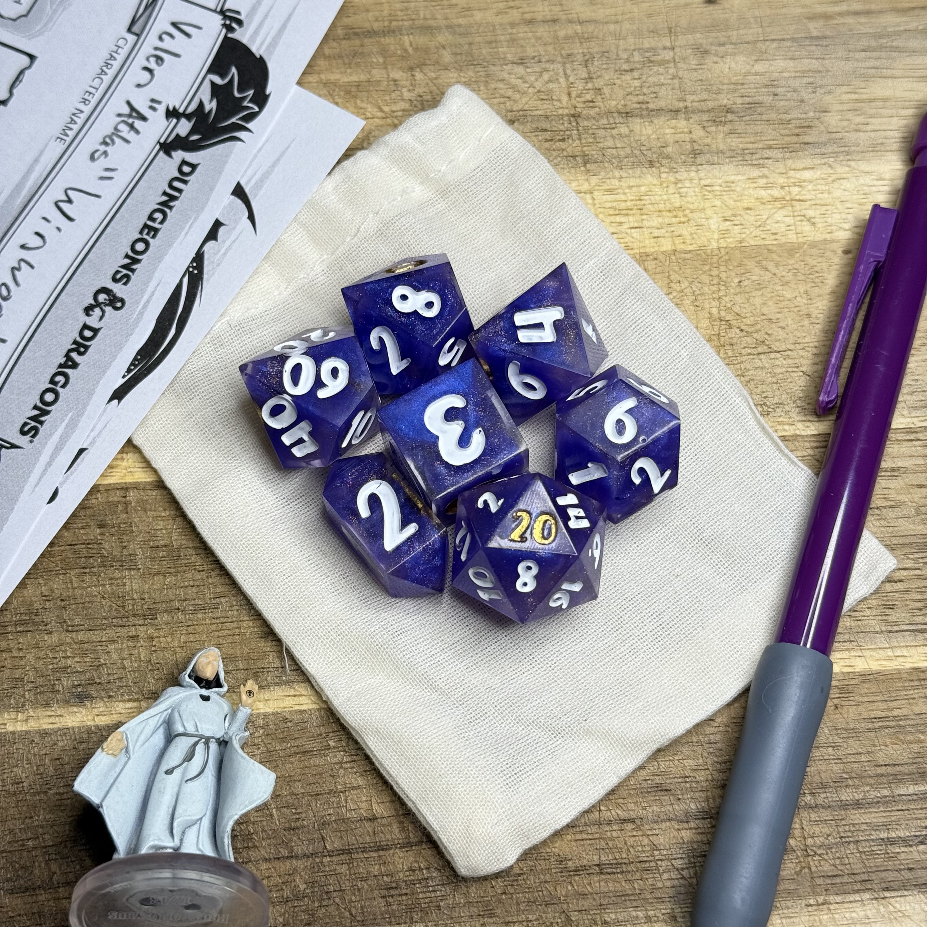 Gilded Aether | Purple Resin Dice Set