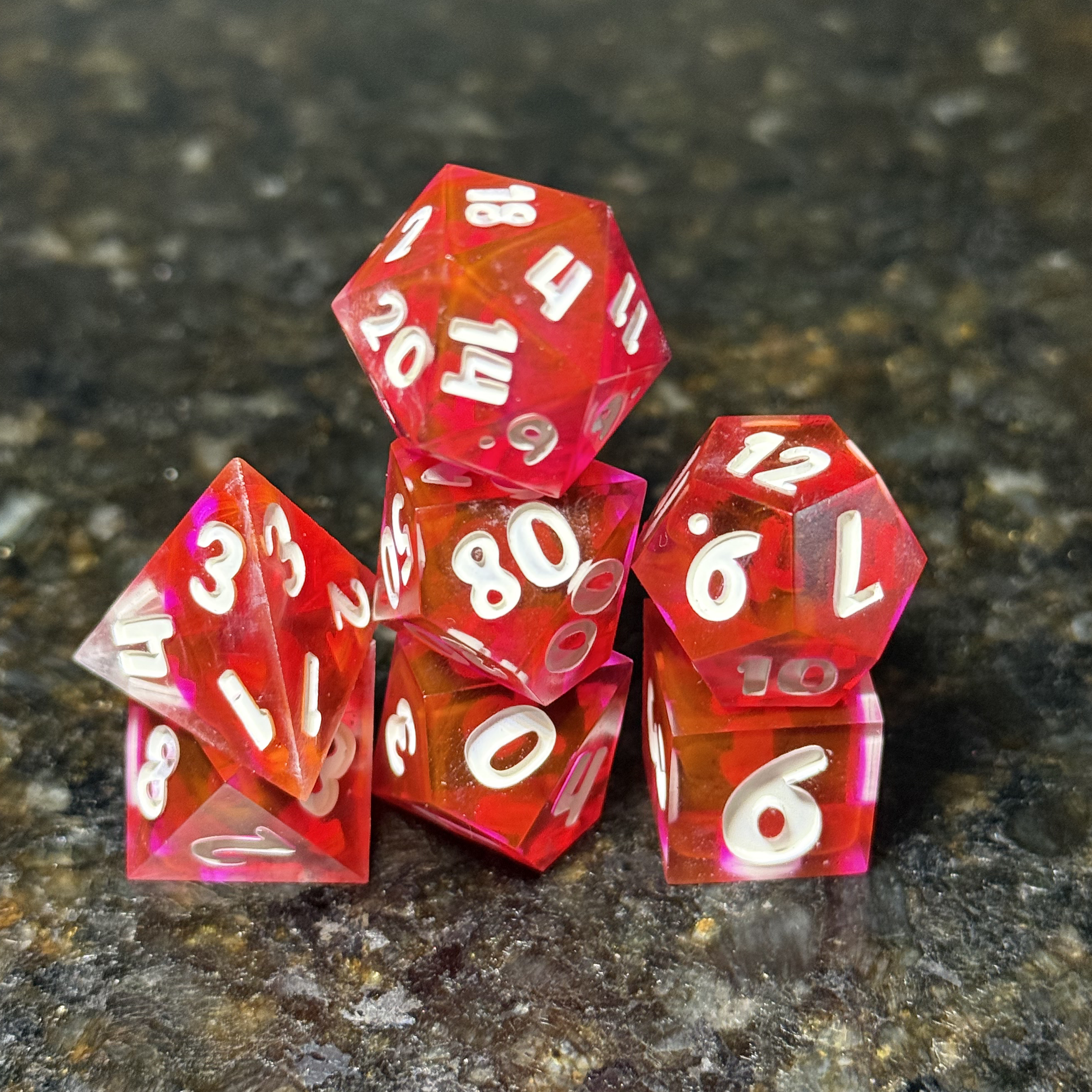 Crimson Dawn - Resin Dice Set